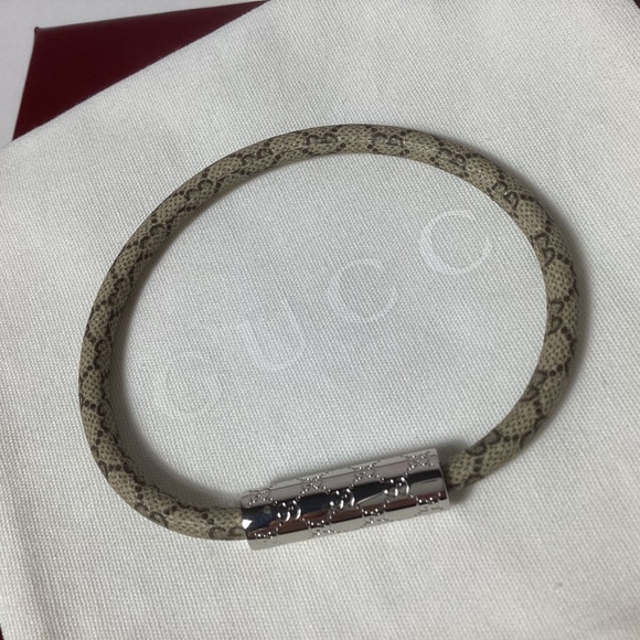 Gucci GG Monogram Canvas and Silver Bracelet - Picture 2 of 5